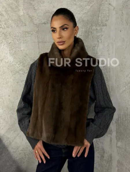 Манишка норковая - цвет соболь - фото 6