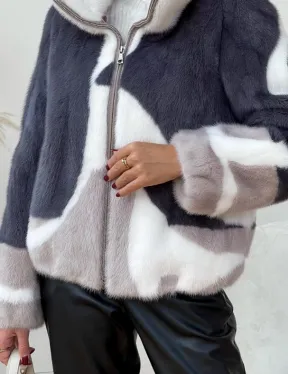 Модная норковая куртка на молнии - фото 1