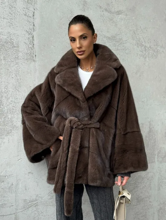 Полушубок норковый с английским воротником - летучка - фото 0