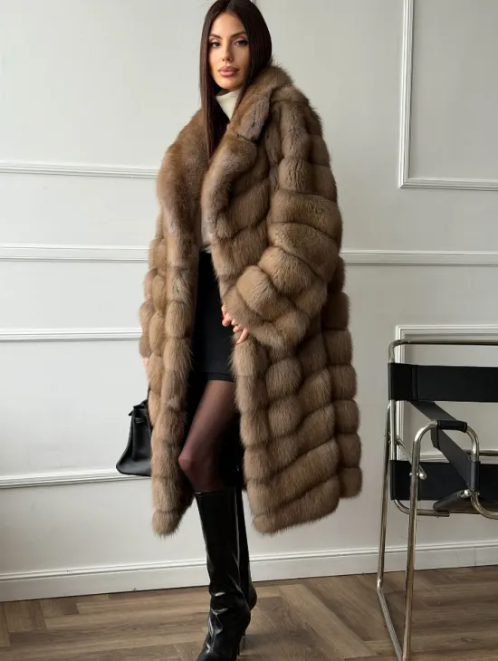 Шуба из куницы - английский воротник - фото 7