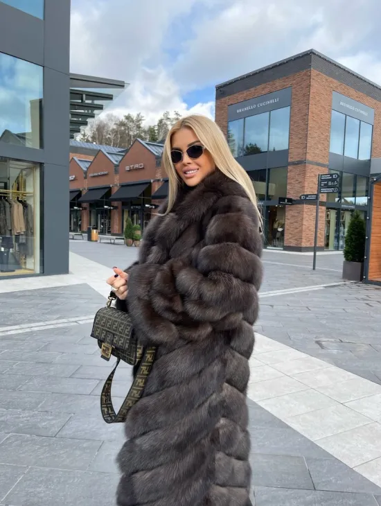 Шуба из меха соболя, воротник шаль - фото 2