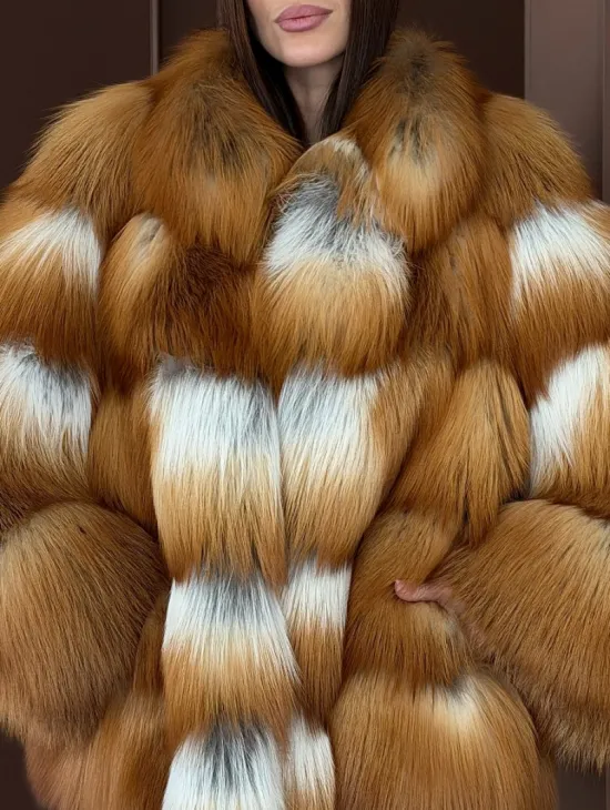 Короткая шуба из рыжей лисы - фото 2