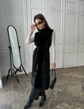 Стильное кашемировое пальто с мехом норки - фото 6